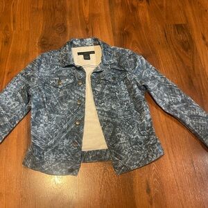 Calvin Klein Jeans Medium Blue textile patterned cropped Denim Jacket